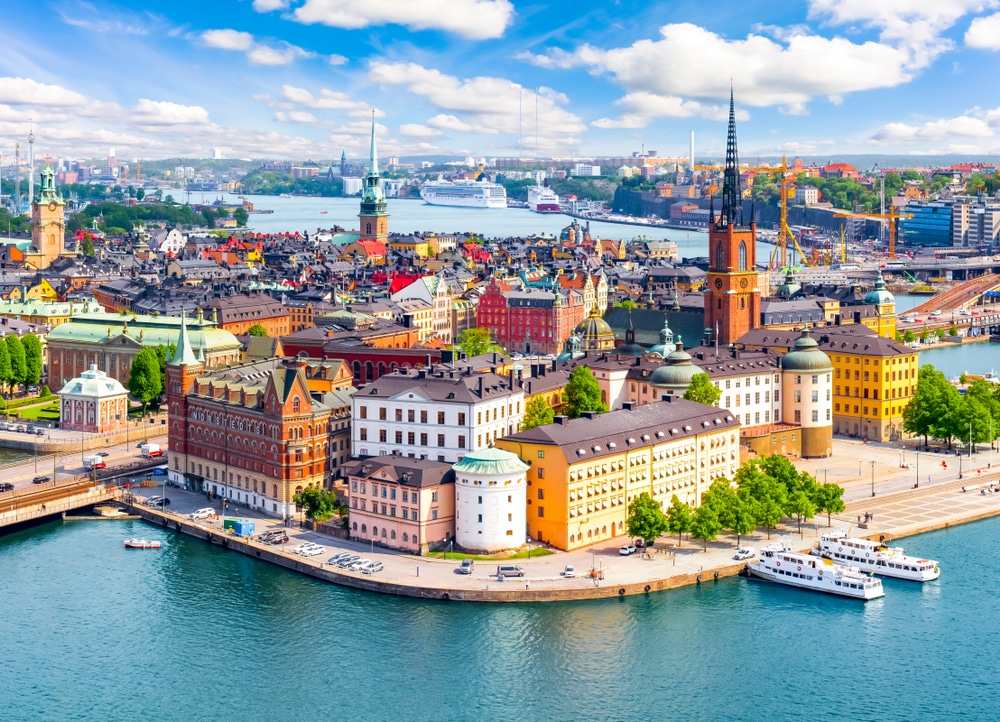 Stockholm,Old,Town,(gamla,Stan),Cityscape,From,City,Hall,Top,